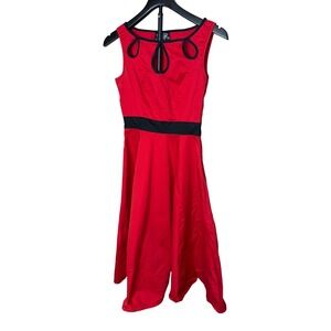 Hearts and Roses London Red Black Keyhole Rockabilly Swing Dress USA 4